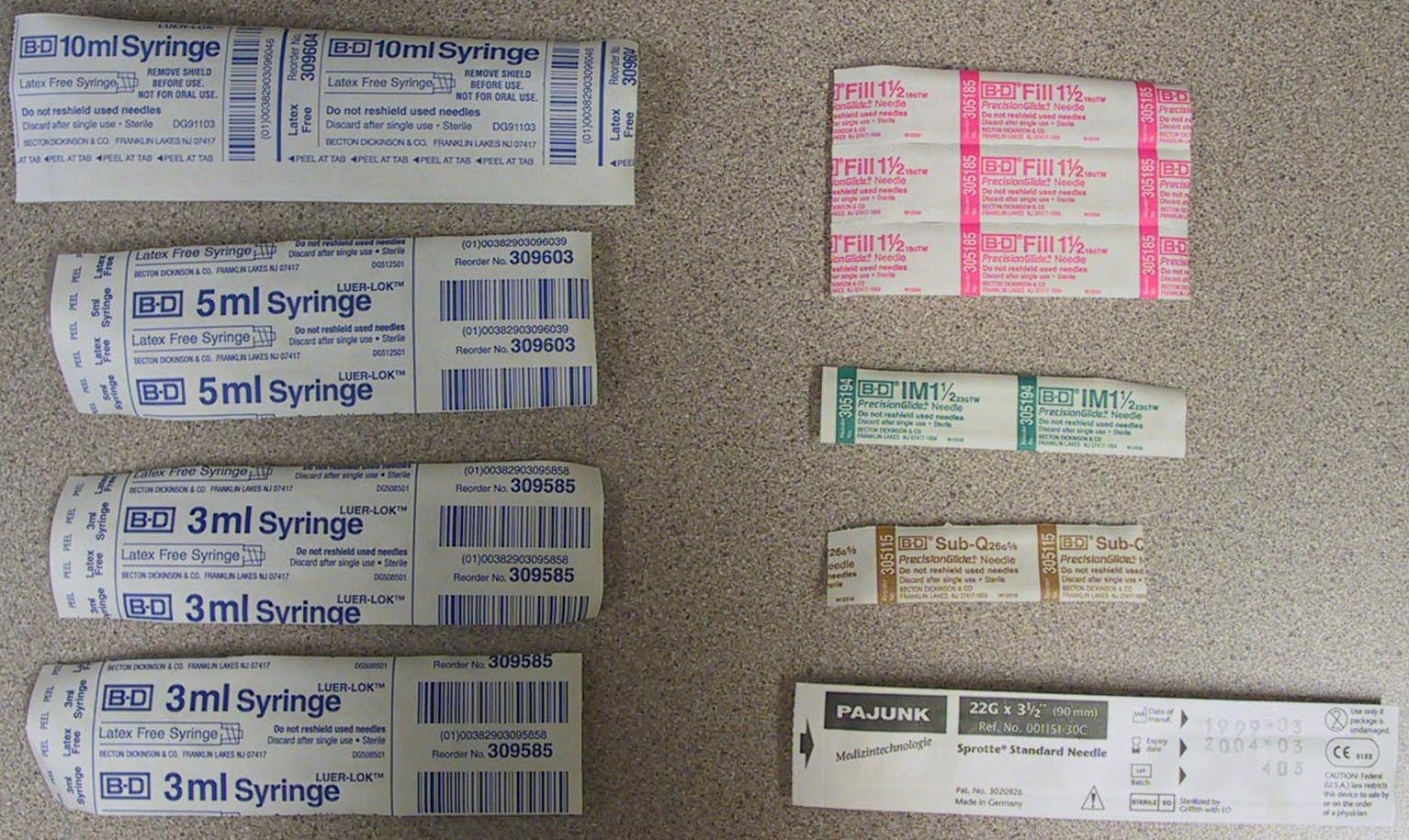Fig 2: Cervical epidural syringes and needles. Fig 2: Cervical epidural syringes and needles.